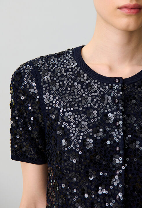 Cardigan ajust&eacute; maille sequins