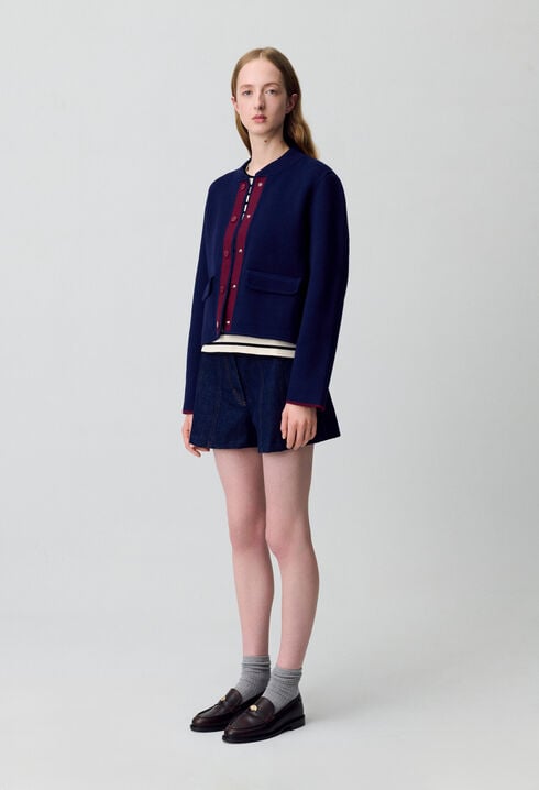 Cardigan épais bicolore