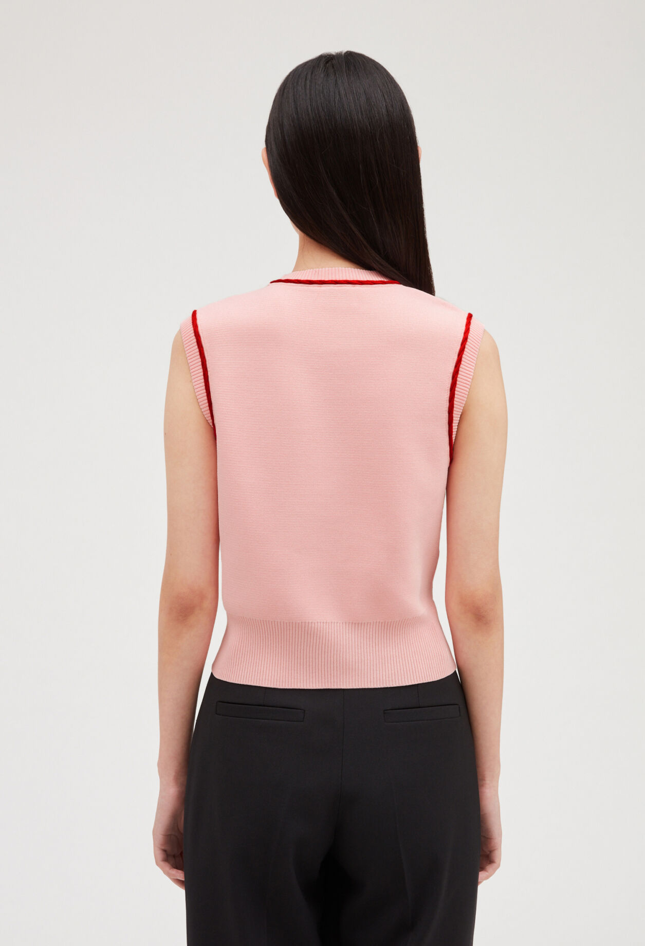 Pull maille sans manche bicolore