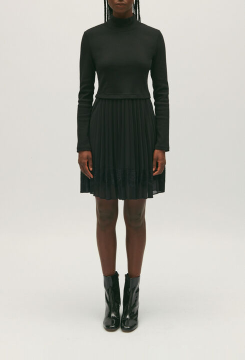 Robe Twist courte plissée noire 