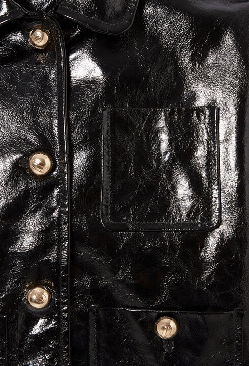 Blouson cuir vernis vieilli