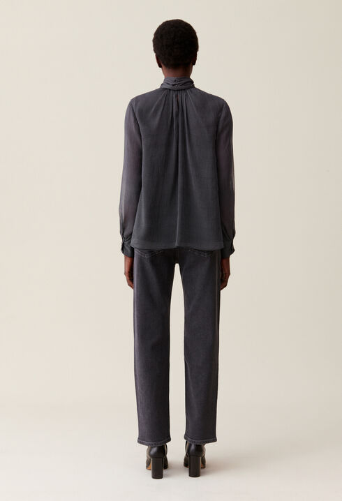 Blouse lavallière carreaux fluide