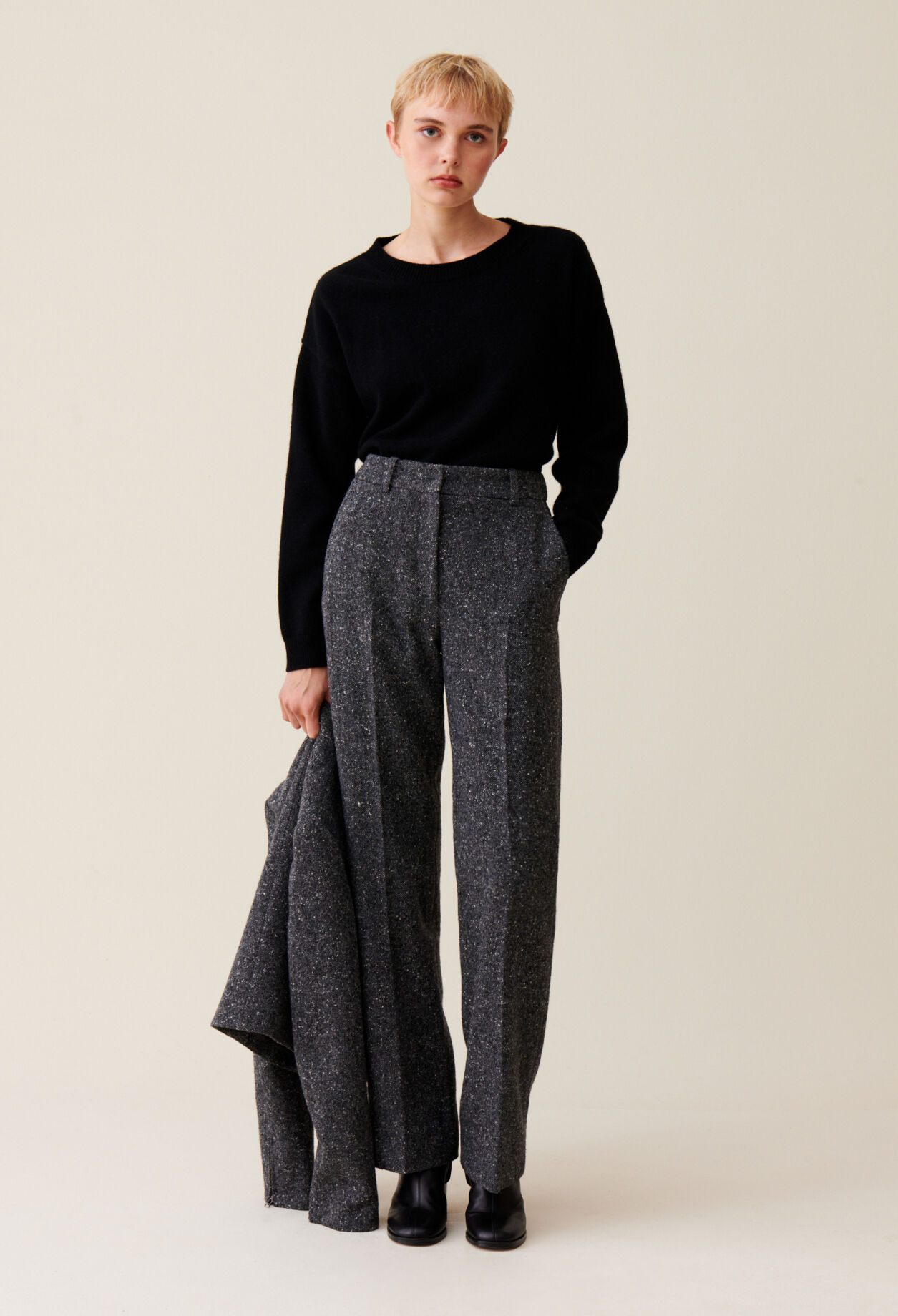Pantalon tailleur laine gris