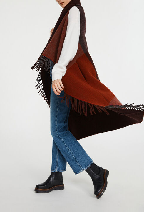 Poncho bordeaux laine