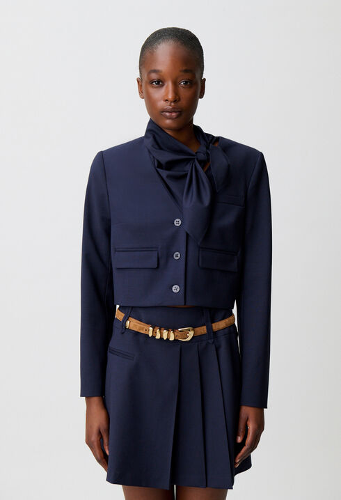 Veste boite laine m&eacute;lang&eacute;e