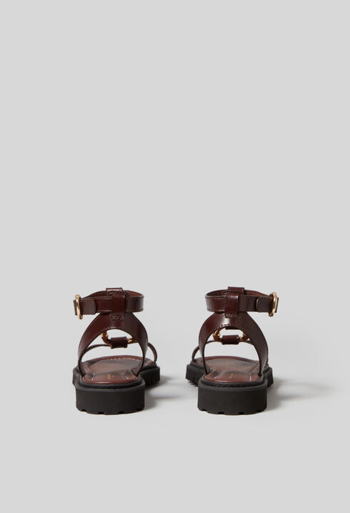 Sandales cuir anneau doré