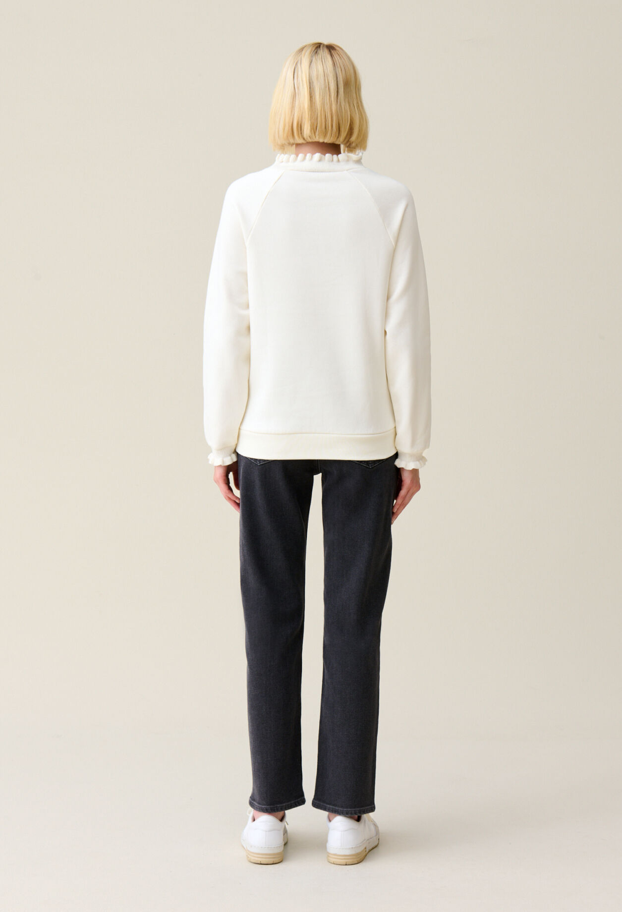 Sweatshirt Tape col boutonné ivoire