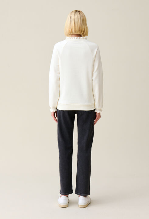 Sweatshirt Tape col boutonné ivoire