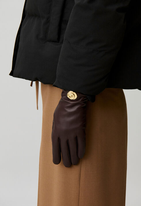 Gants cuir lisse d'agneau bijou dor&eacute;