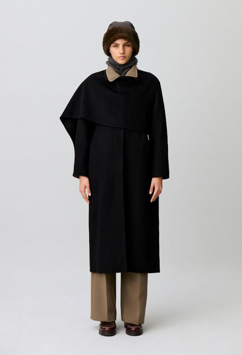 Manteau long drap&eacute;