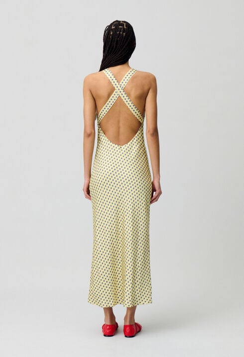 Robe longue satinée