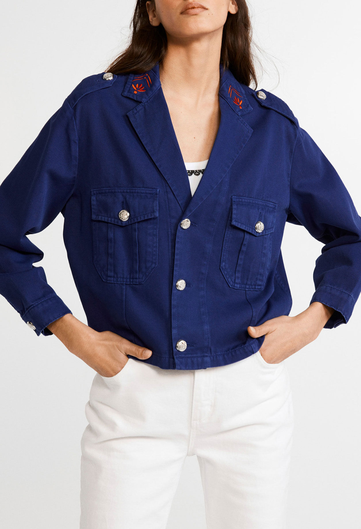 Veste courte en jean en coton biologique