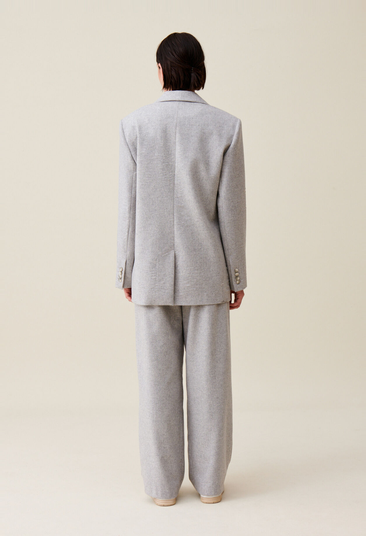 Veste tailleur gris laine m&eacute;lang&eacute;e