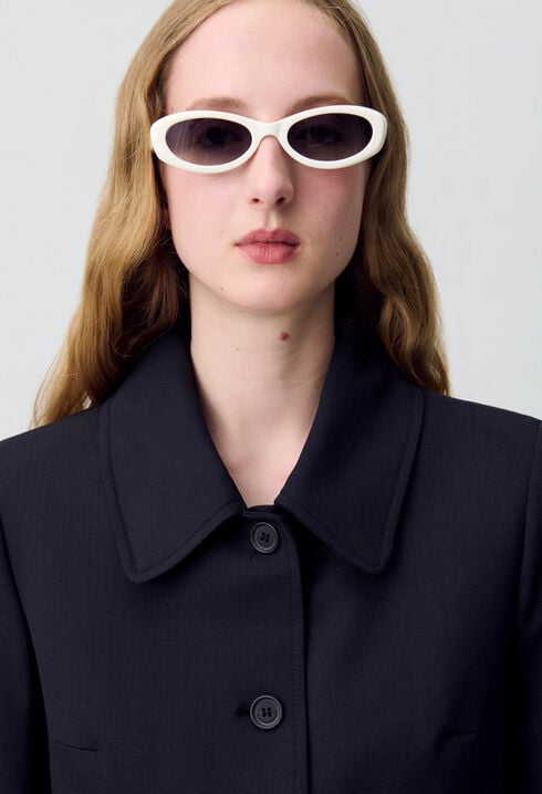 Veste boîte laine mélangée noir