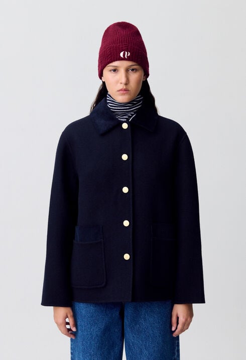 Manteau droit court laine