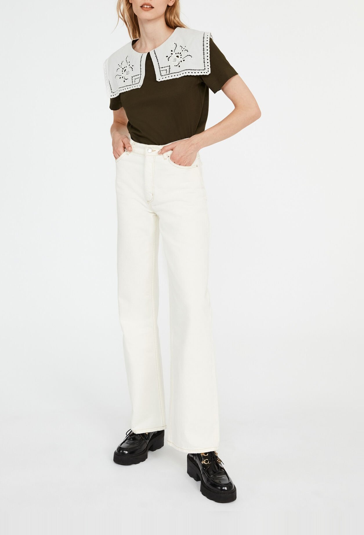 T-shirt droit à col claudine