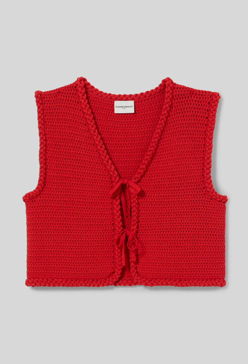 Cardigan en crochet sans manches