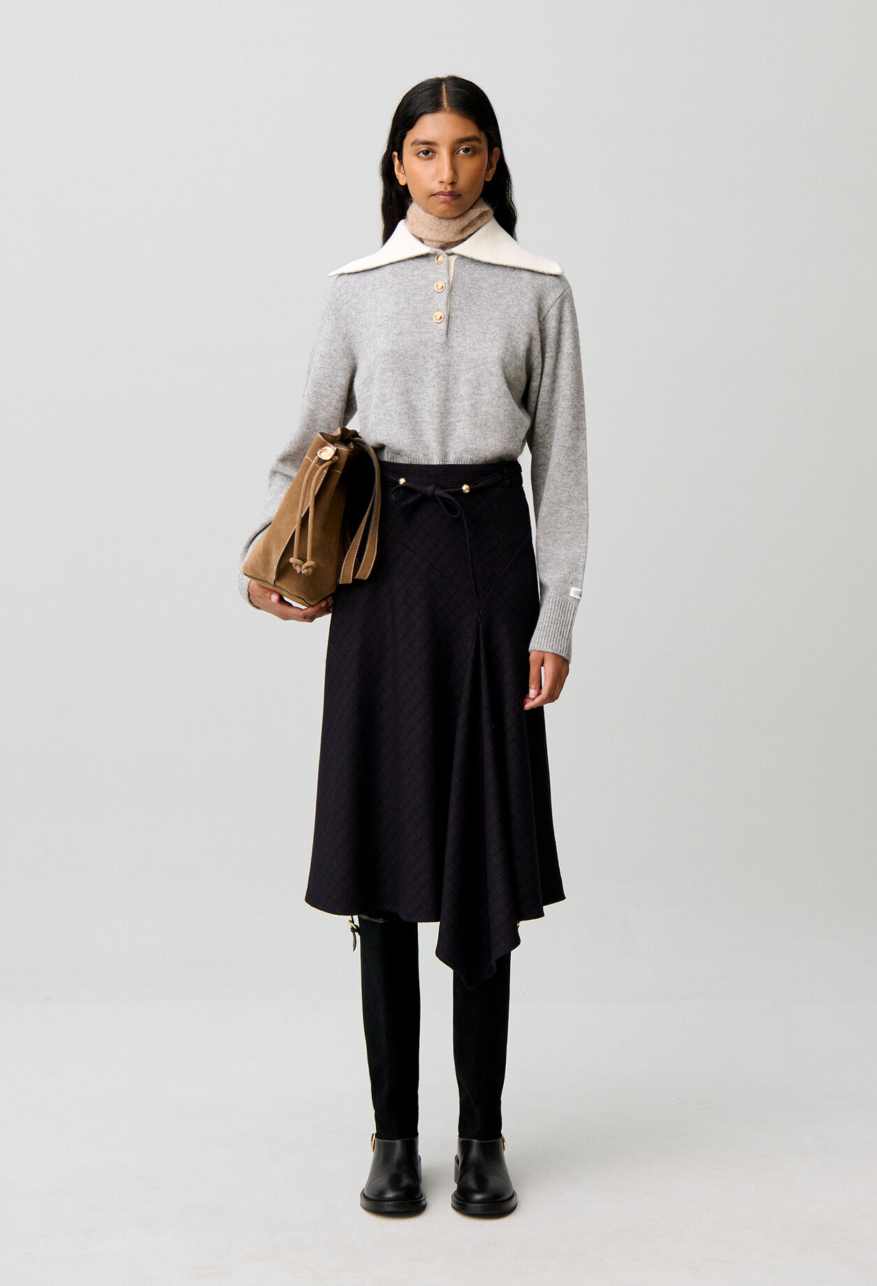 Jupe midi asym&eacute;trique