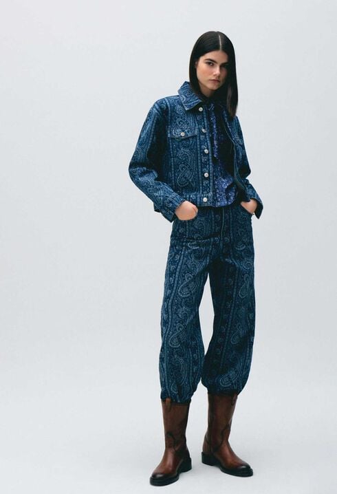 Veste denim imprim&eacute;e