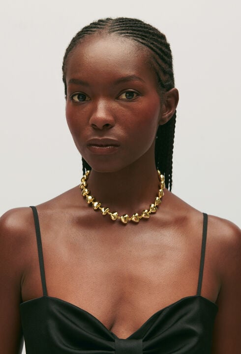 Collier cœurs laiton doré