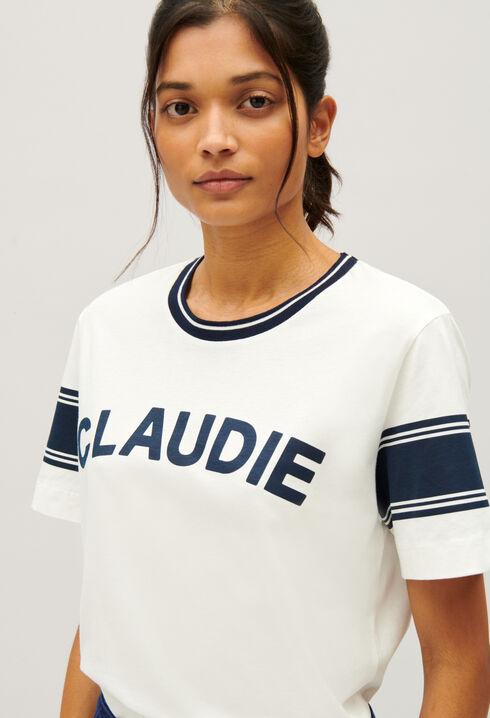 Tee-shirt Claudie bleu et blanc