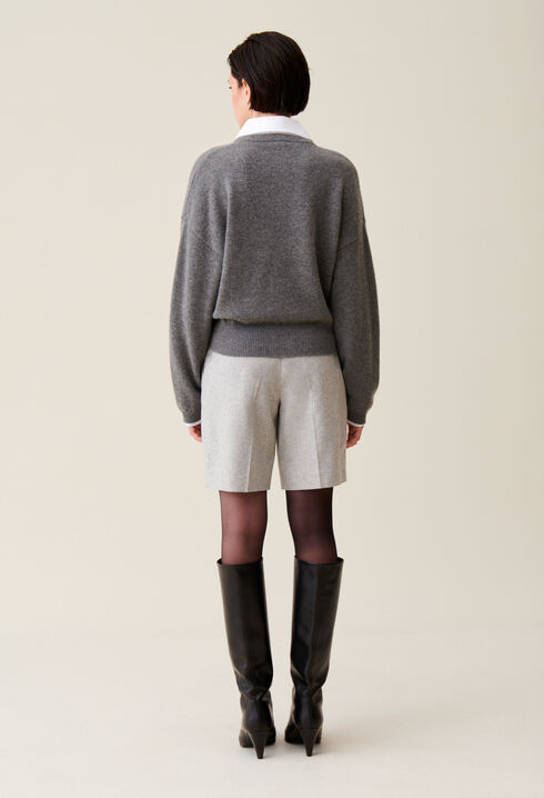 Pull cachemire gris col amovible