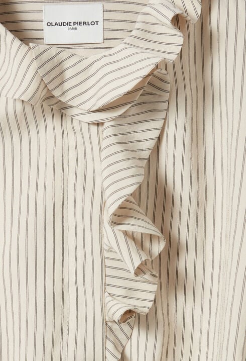 Robe rayée col volanté