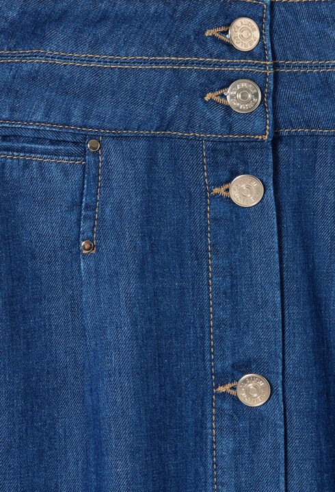 Jupe denim longue à boutons