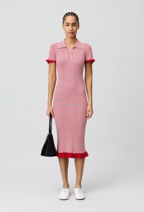 Robe longue maille fine rayée