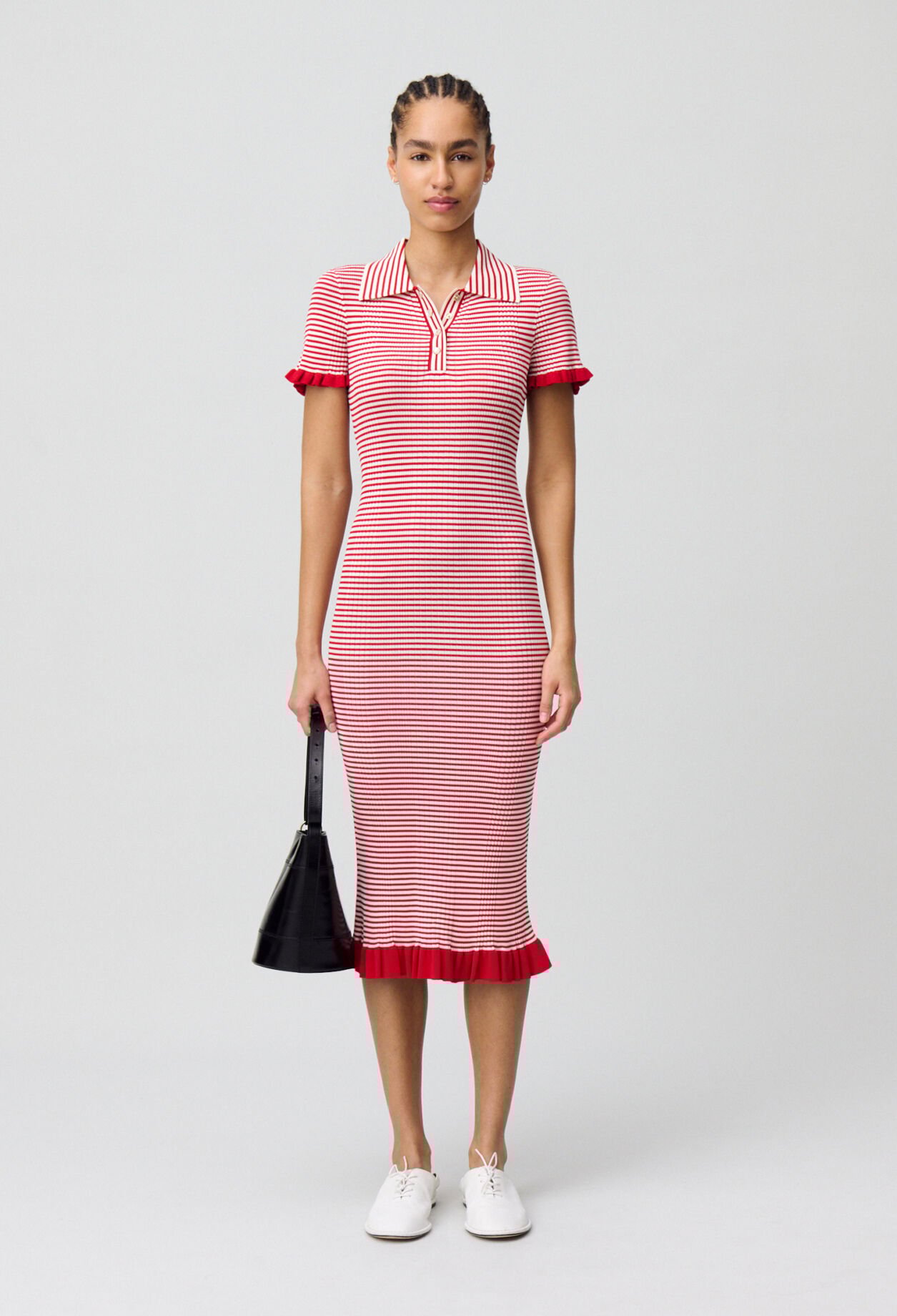 Robe longue maille fine rayée