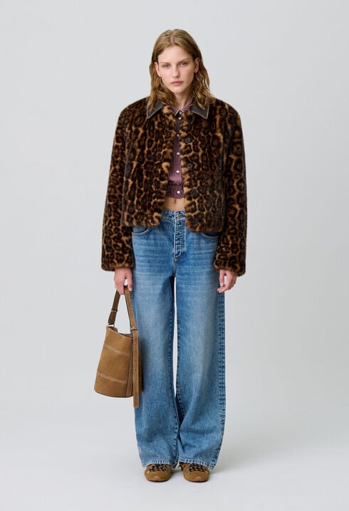Manteau fausse fourrure léopard