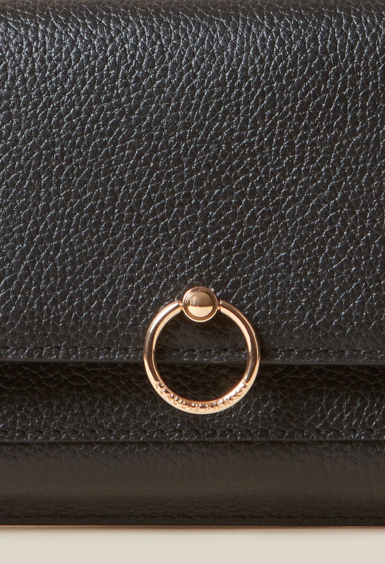 Pochette large cuir grainé