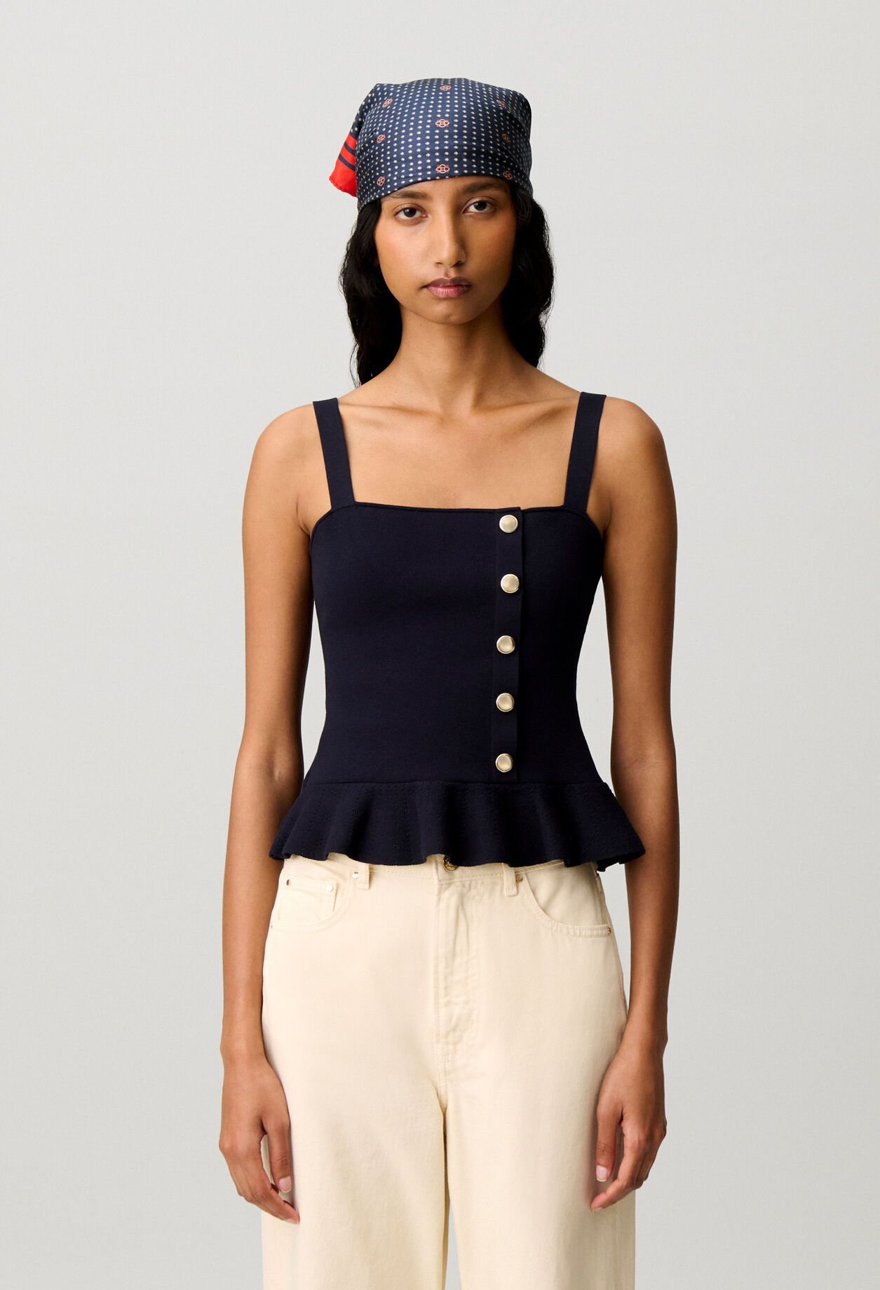 Top maille volant
