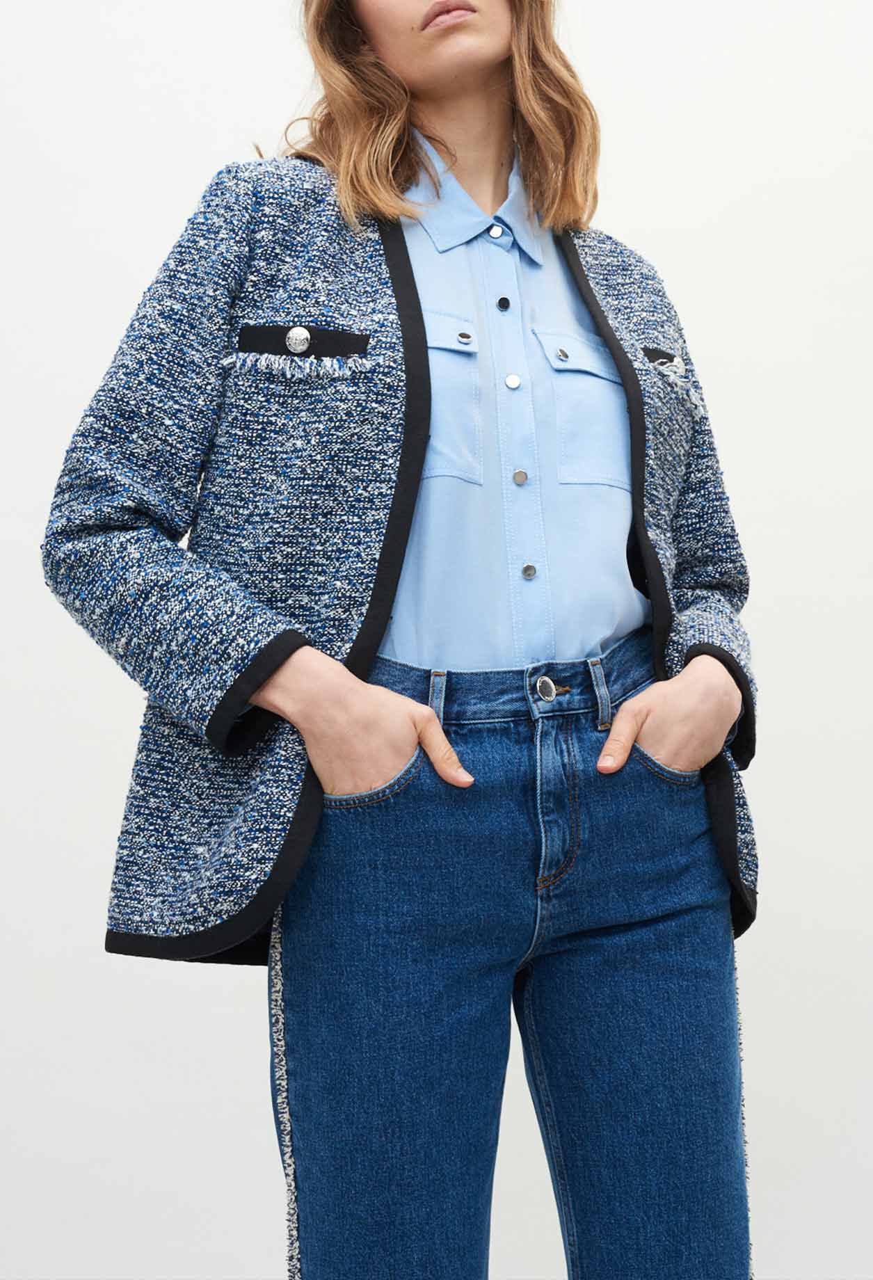 Veste tweed à galons