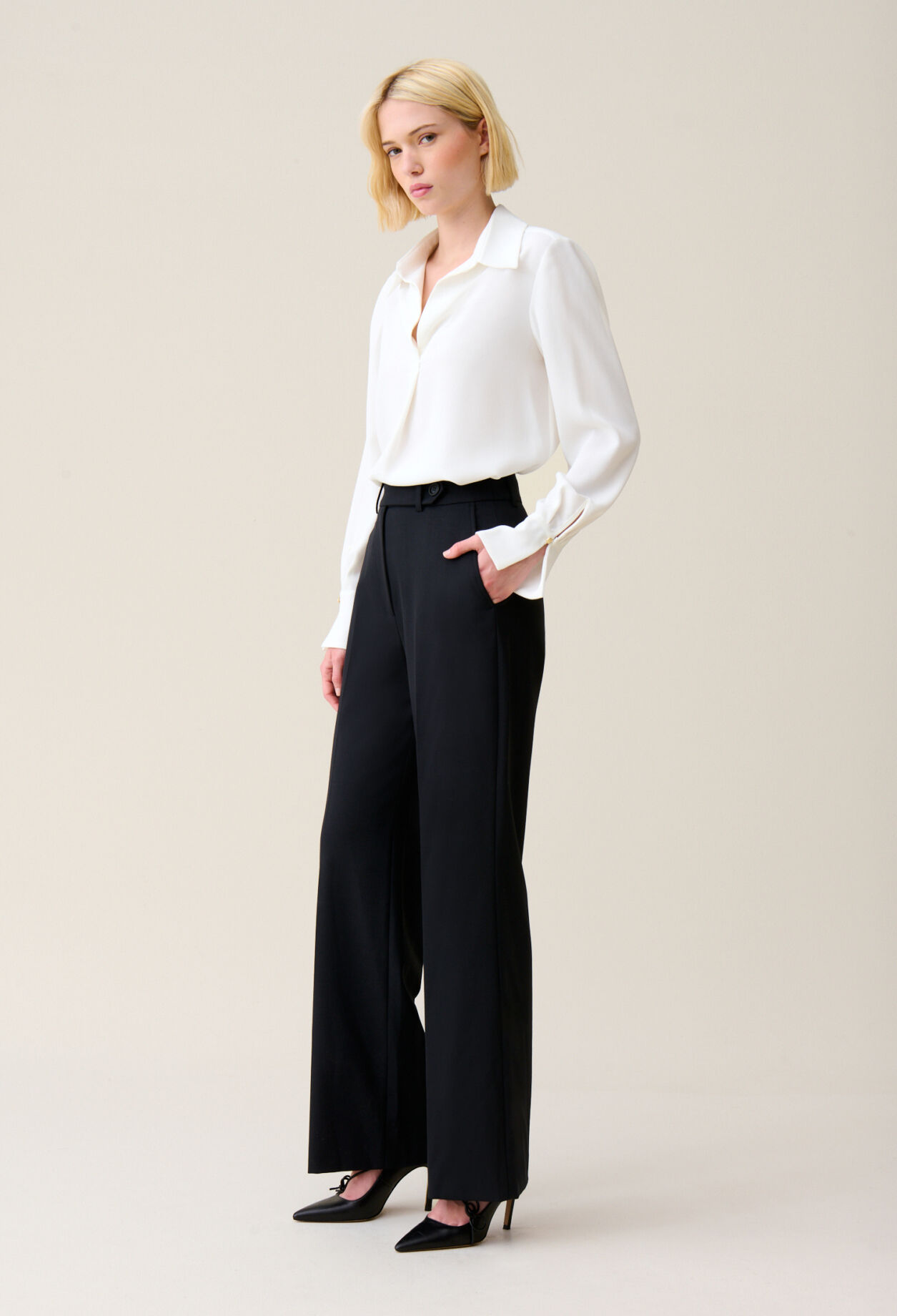 Pantalon tailleur laine marine