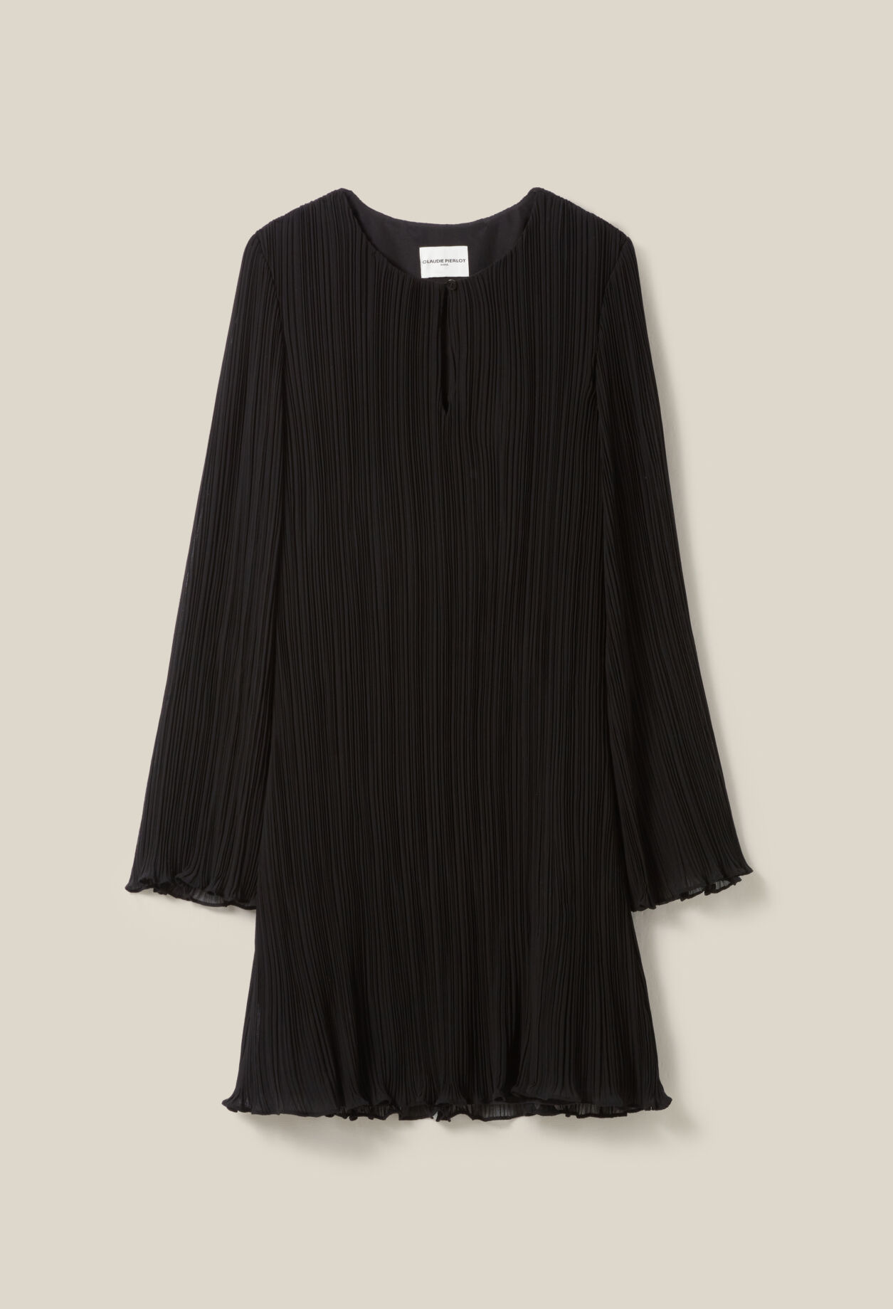 Robe courte plissée manches longues