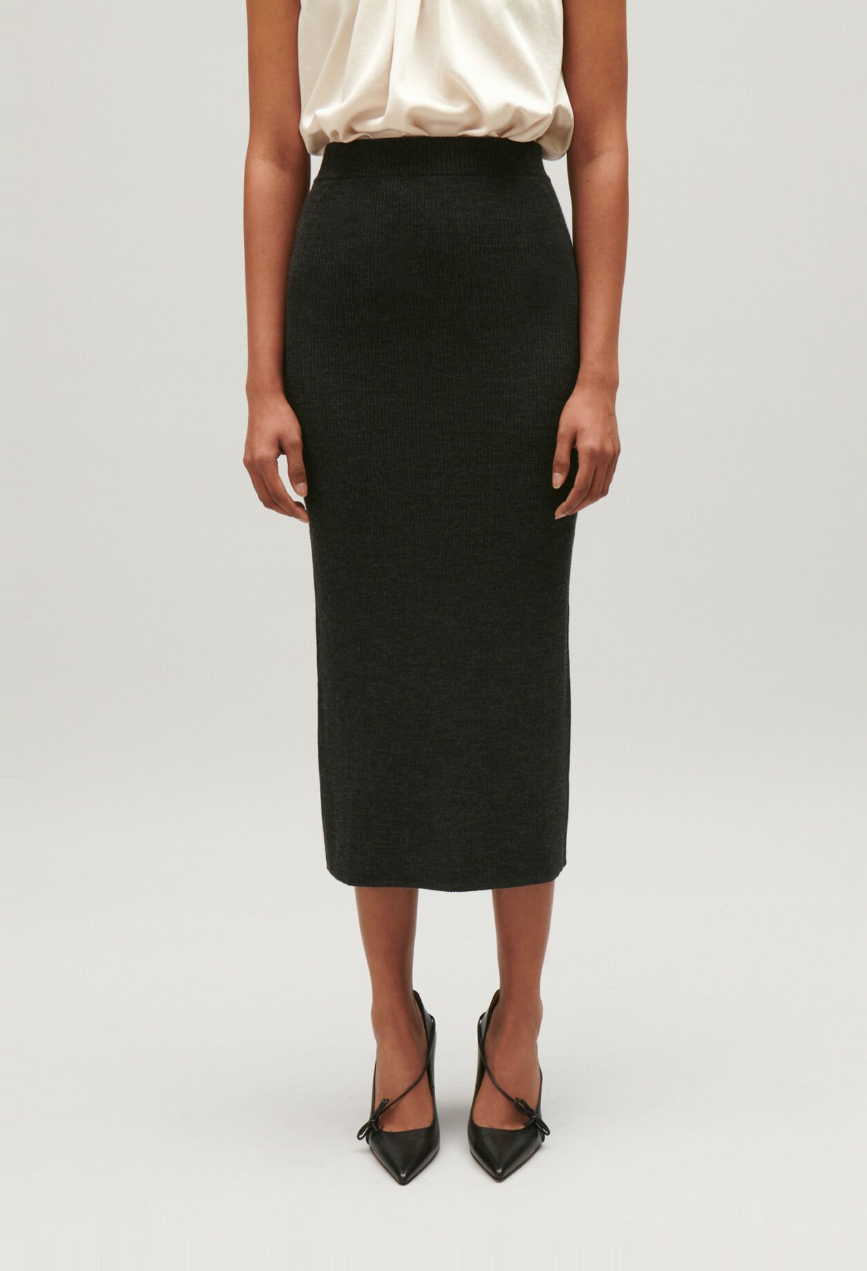 Jupe longue maille gris chiné