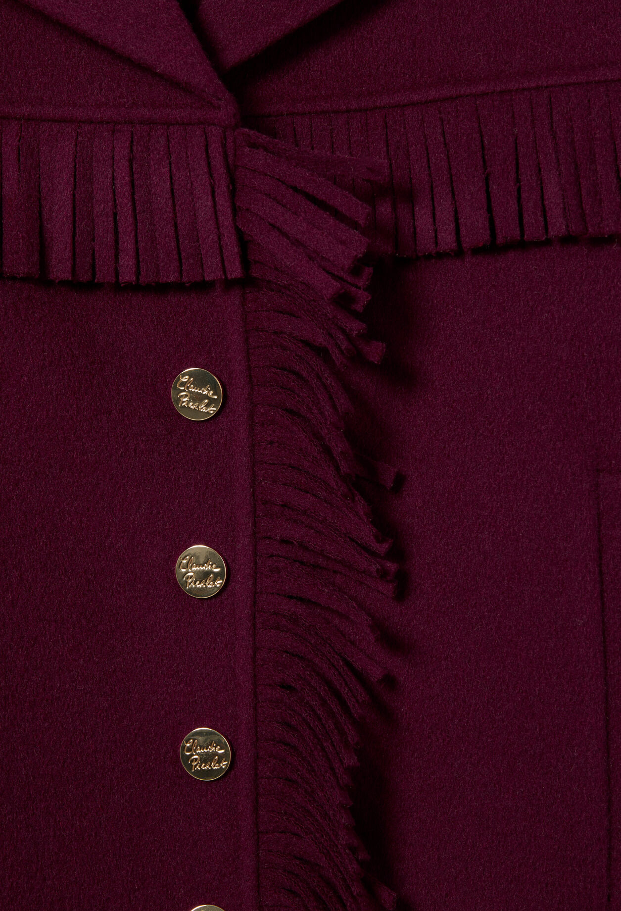Manteau court laine franges