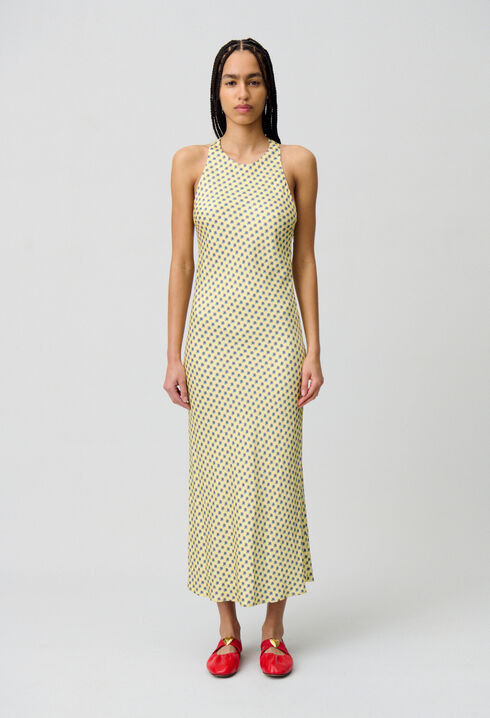 Robe longue satinée