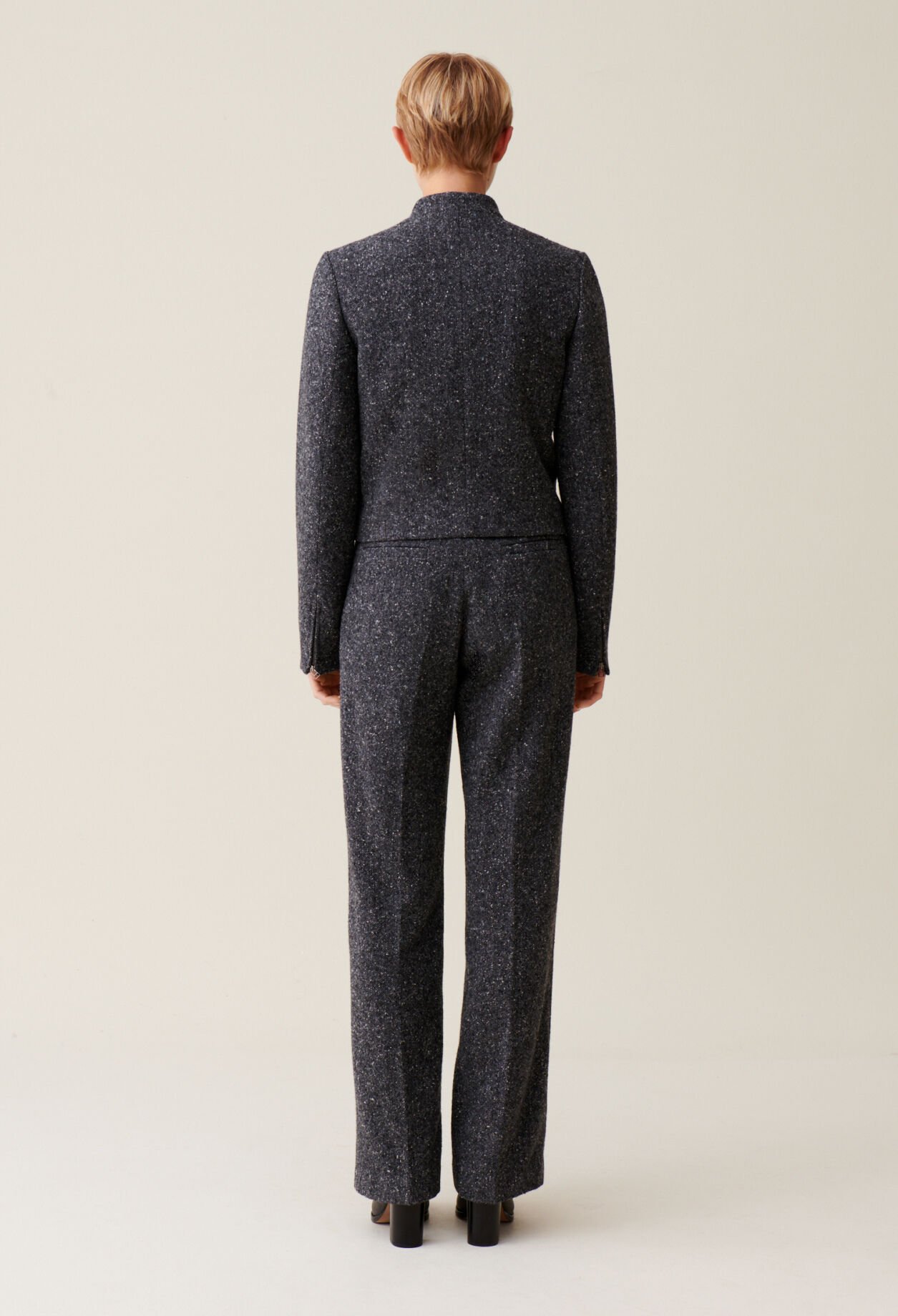 Veste courte laine mélangée grise 