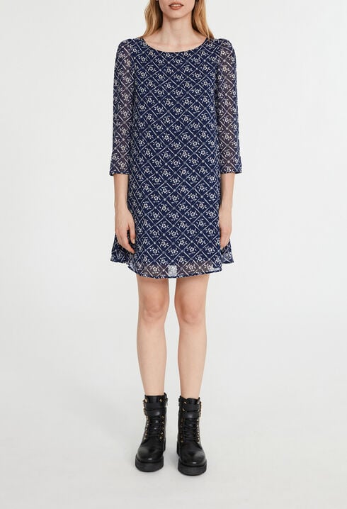 Robe Rififi à motifs floral métallisé