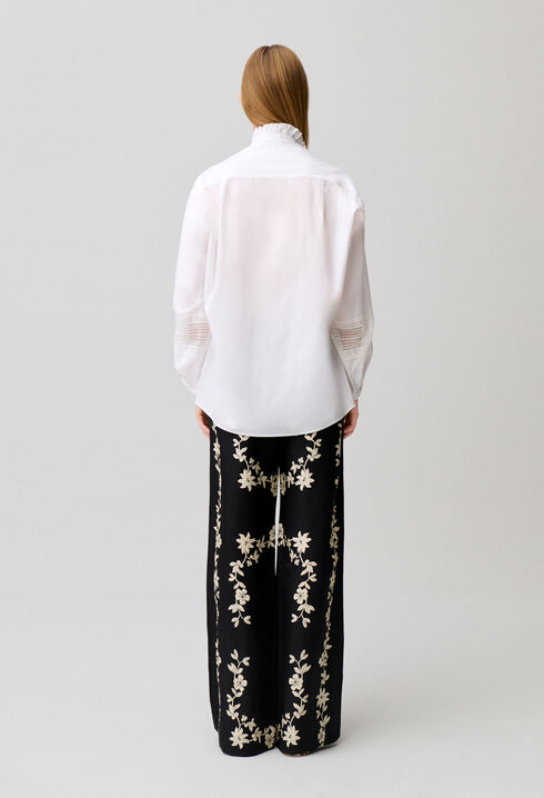 Chemise coton col volant&eacute;