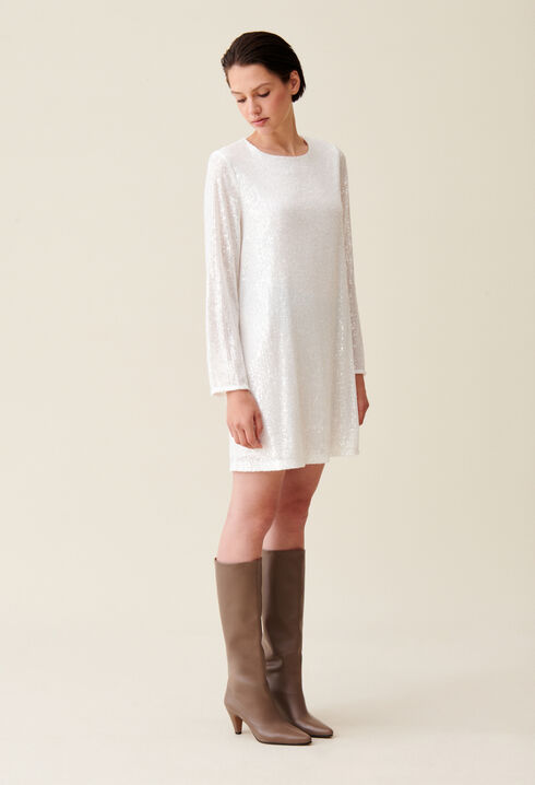 Robe courte Rififi sequins écrue