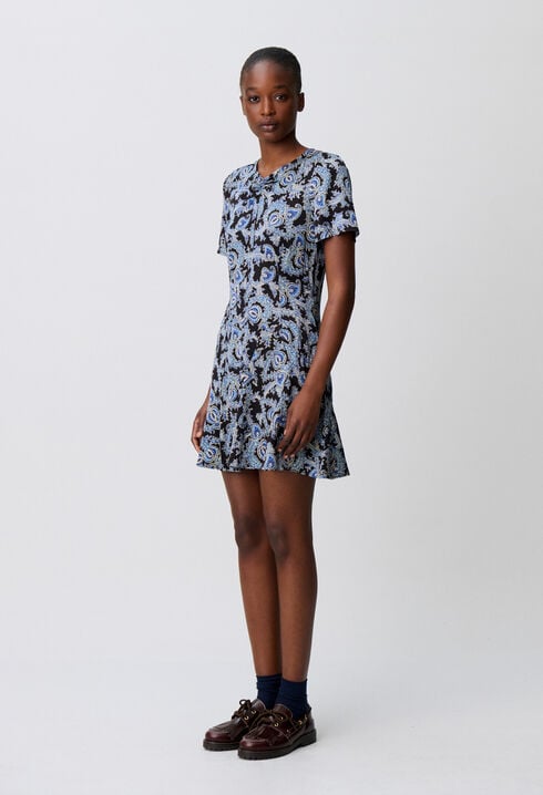 Robe courte fluide imprim&eacute;e