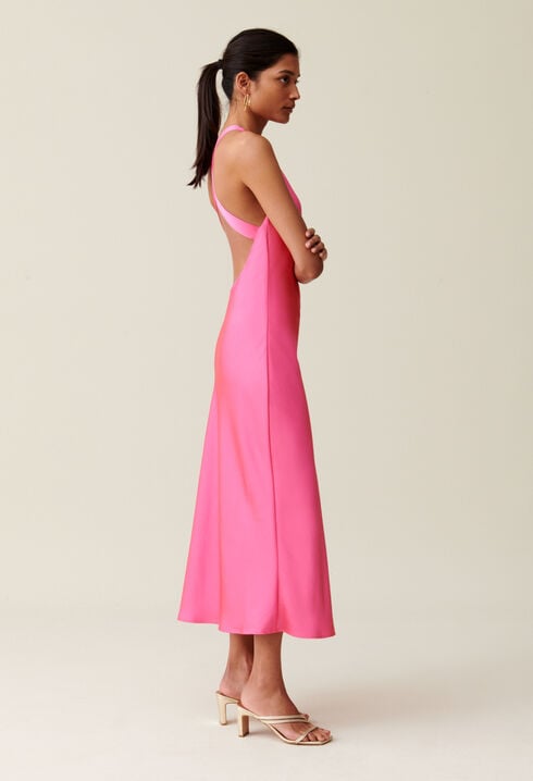 Robe longue satinée