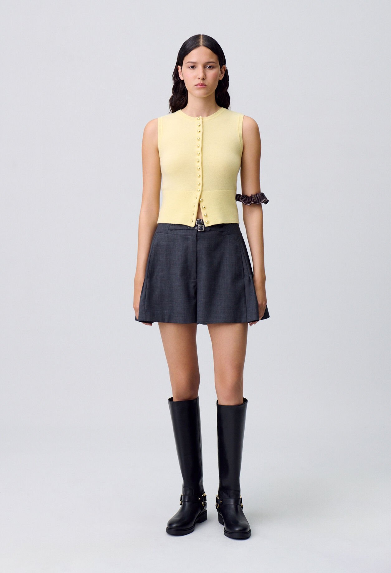 Top maille boutonné