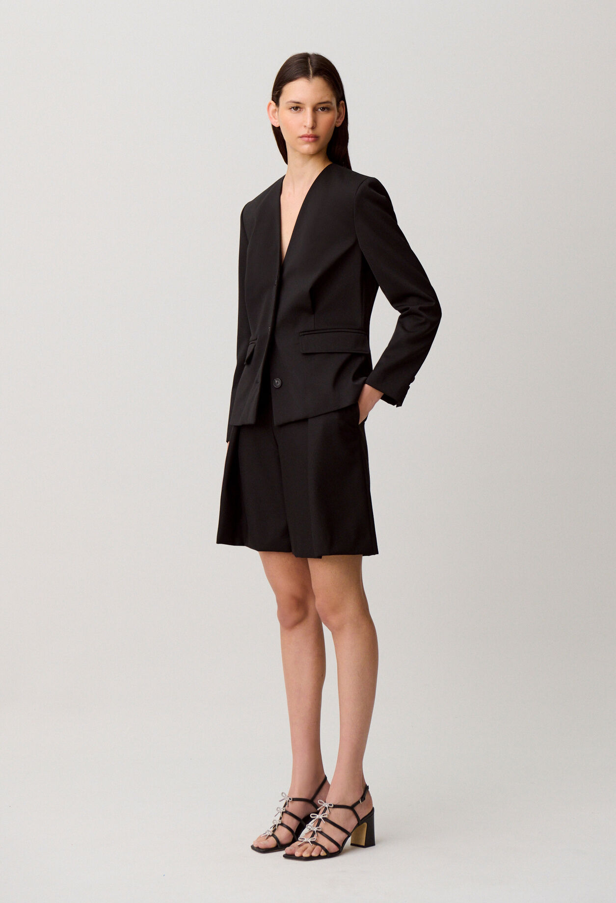 Veste tailleur laine m&eacute;lang&eacute;e
