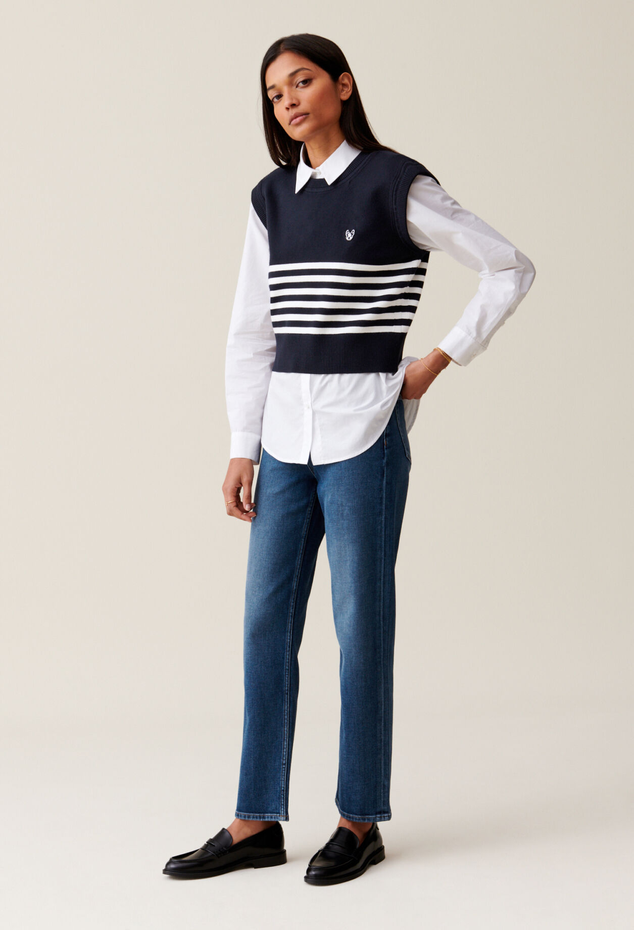 Pull Jean Toto rayé sans manches