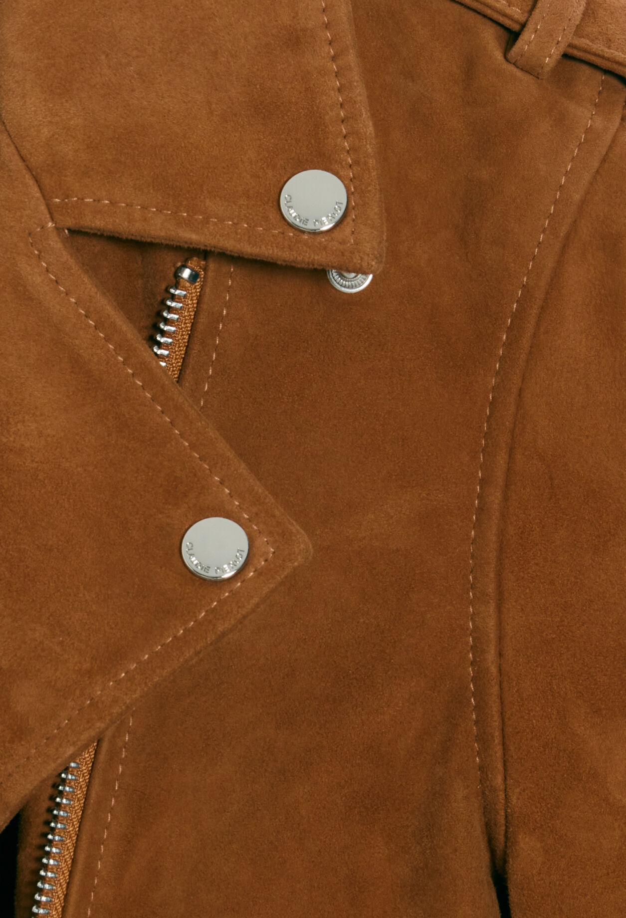 Blouson cuir suede camel