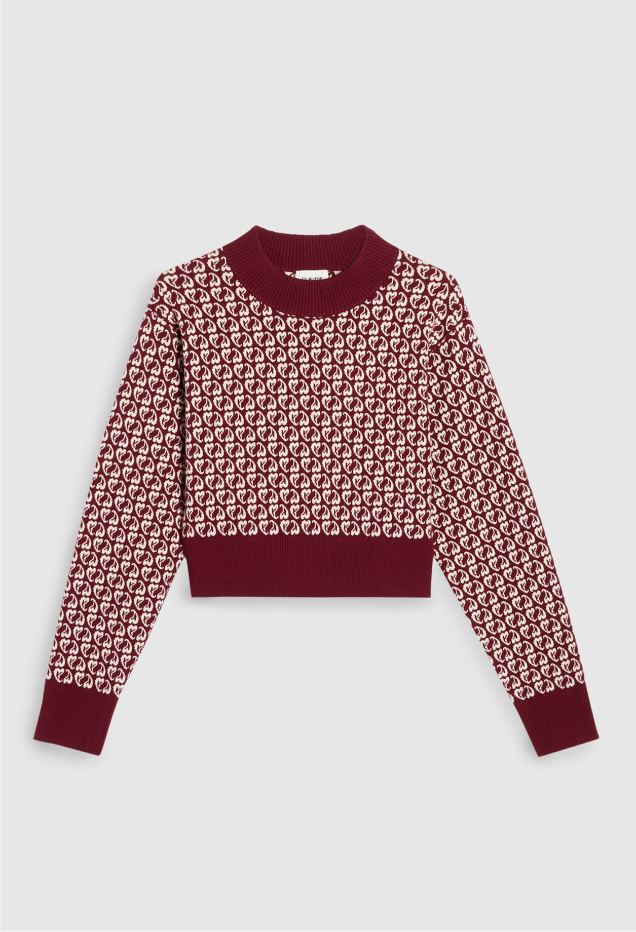Pull bicolore maille imprimé coeur